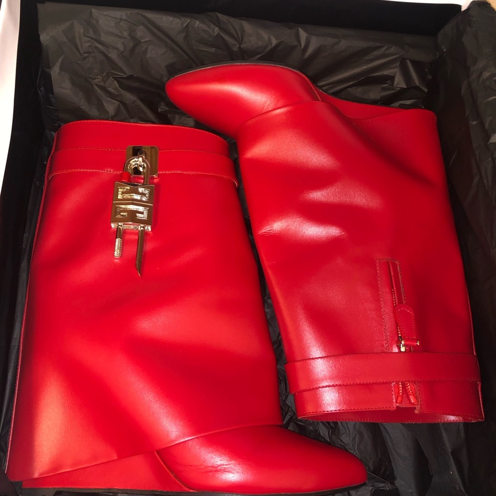 Red Givenchy Shark Lock Boots